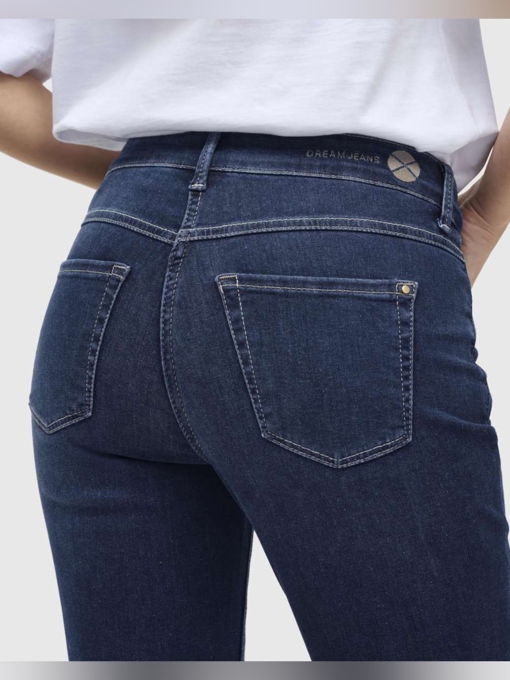 MAC Dream Chic Random Blue Wash Fluid Stretch Slim Ankle Zip Jeans 34 NWT